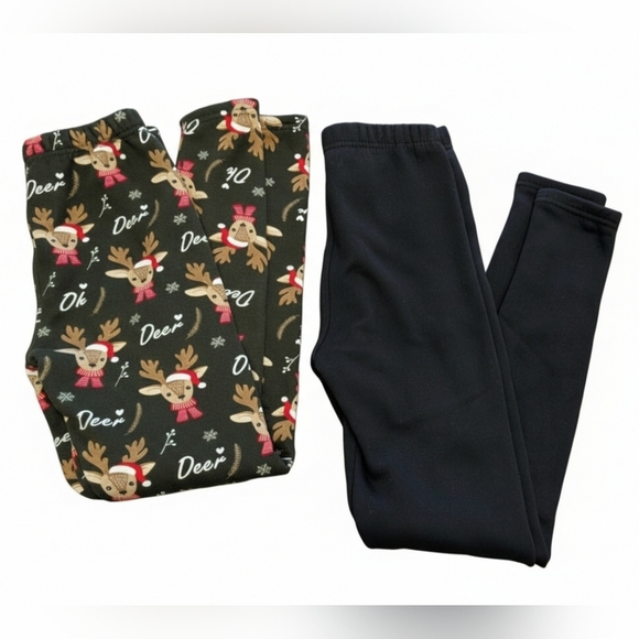 🖤 Two Pairs Of Just Cozy Kids Fleece Leggings - Picture 1 of 3